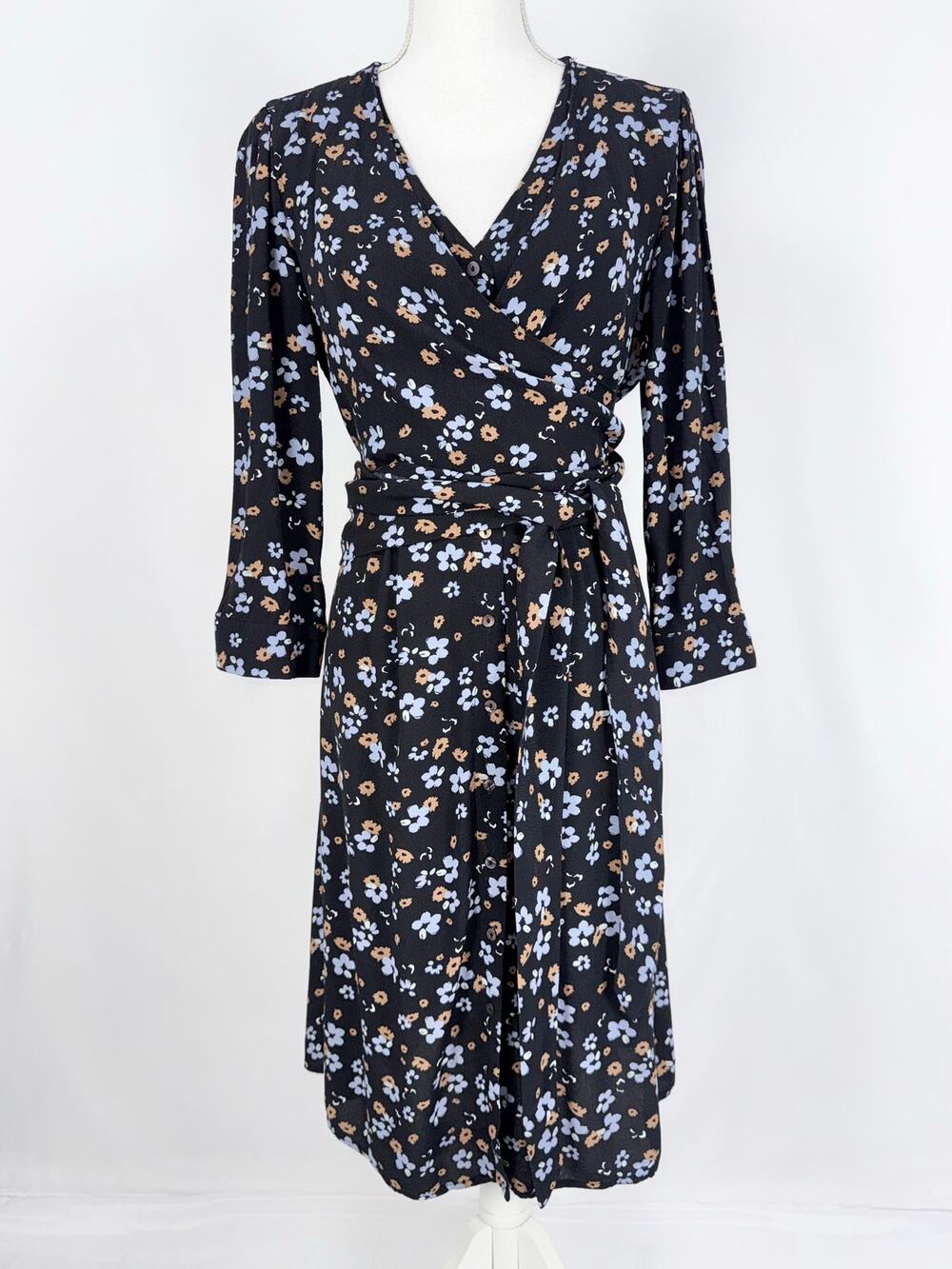 Seraphine Maternity Women's Floral Wrap Maternity Nursing Dress Size 8 Black